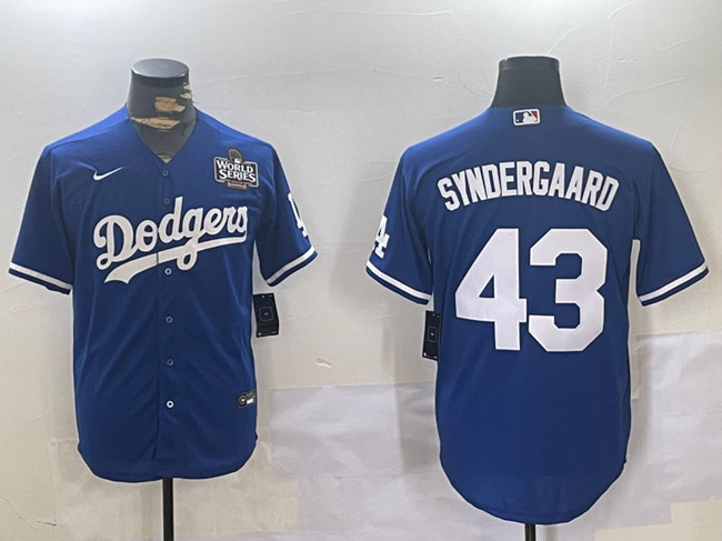 Men's Los Angeles Dodgers #43 Noah Syndergaard Royal 2024 World Series Cool Base Stitched Baseball Jersey Men's Los Angeles Dodgers #43 Noah Syndergaard Royal 2024 World Series Cool Base Stitched Baseball Jersey